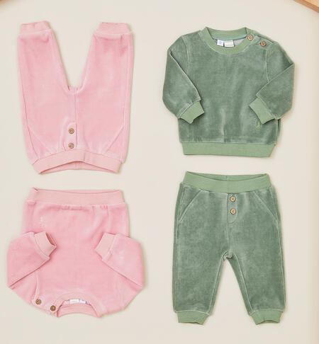 iDO chenille tracksuit for girls from 1 to 24 months VERDE SALVIA-4921