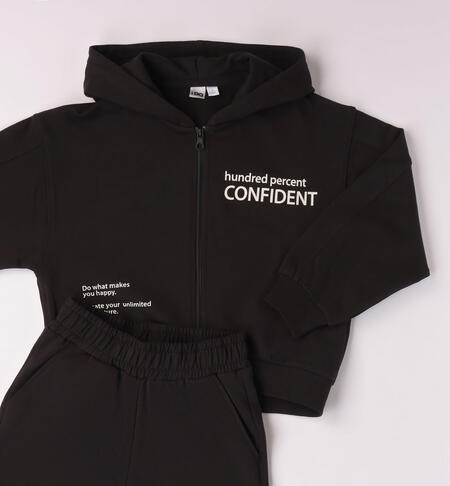 iDO two-piece sporty tracksuit for girls from 8 to 16 years NERO-0658