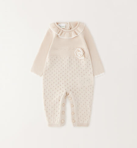 100% cotton romper suit for newborn girls CREAM