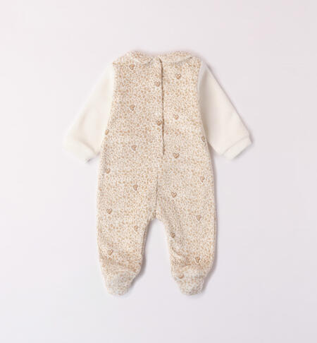 iDO animal pattern sleepsuit for baby girl from newborn to 18 months PANNA-BEIGE-6WM1