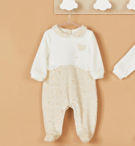 Baby girl animal pattern sleepsuit CREAM