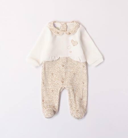 iDO animal pattern sleepsuit for baby girl from newborn to 18 months PANNA-BEIGE-6WM1