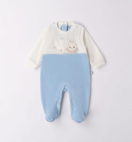 iDO two-tone sleepsuit for babies from newborn to 18 months AZZURRO-3872