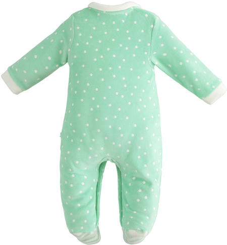Baby chenille onesie from 0 to 18 months iDO VERDE-BIANCO-6UC4