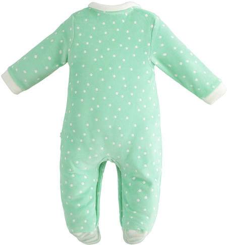 Tutina ciniglia neonato - da 0 a 18 mesi iDO VERDE-BIANCO-6UC4