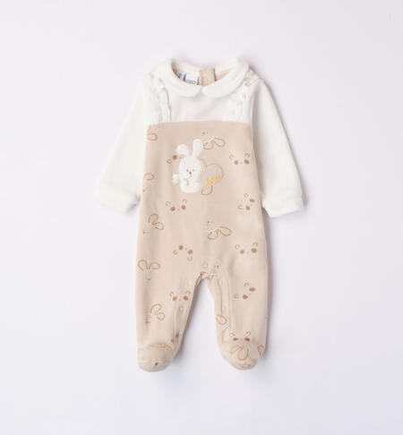 iDO dungaree-style sleepsuit for babies from newborn to 18 months ECRU-BEIGE-6WP5