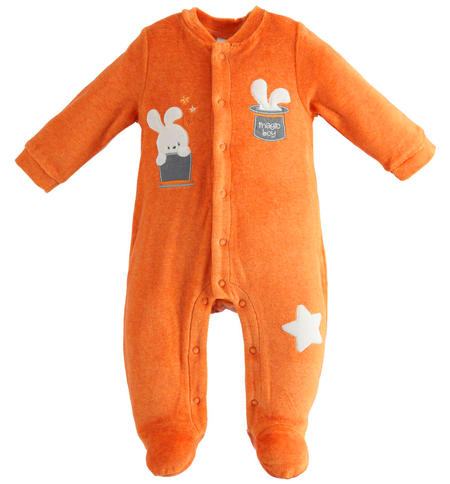 Baby chenille onesie from 0 to 18 months iDO ORANGE MELANGE-8839