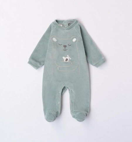 iDO chenille romper with feet for baby boy from newborn to 18 months L.GREEN-4136