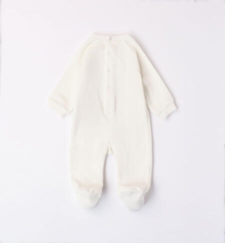 Tutina con piedini in ciniglia per neonato da 0 a 18 mesi iDO PANNA-0112