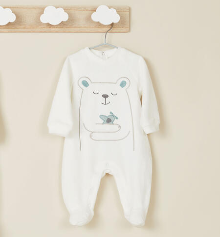 Chenille sleepsuit with feet CREAM