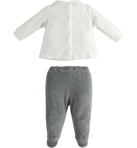 Two-piece baby girl onesie from 0 to 12 months iDO GRIGIO MELANGE-8967