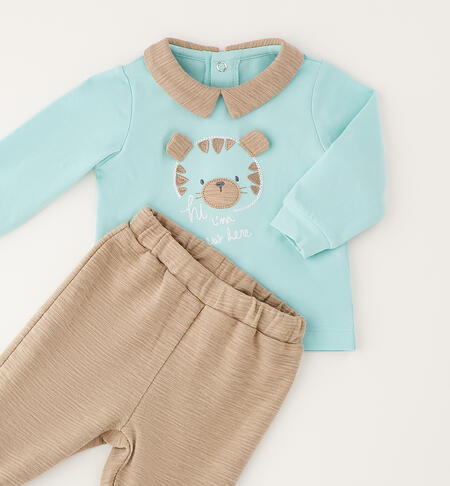 Tutina due pezzi neonato VERDE ACQUA-4213