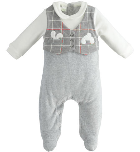 Elegant baby onesie from 0 to 18 months iDO GRIGIO MELANGE-8992