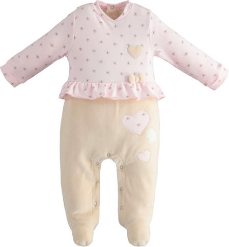 Baby girl chenille onesie from 0 to 18 months iDO BEIGE-1033