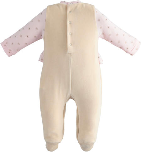 Baby girl chenille onesie from 0 to 18 months iDO BEIGE-1033