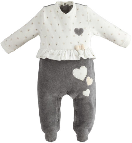 Baby girl chenille onesie from 0 to 18 months iDO GRIGIO MELANGE-8967