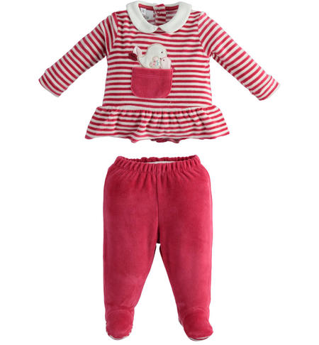 Baby chenille onesie from 0 to 12 months iDO FUXIA-2435