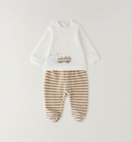 Newborn Soft chenille baby romper CREAM