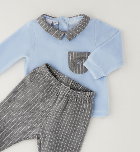 Tutina in ciniglia per neonato AZZURRO-3631