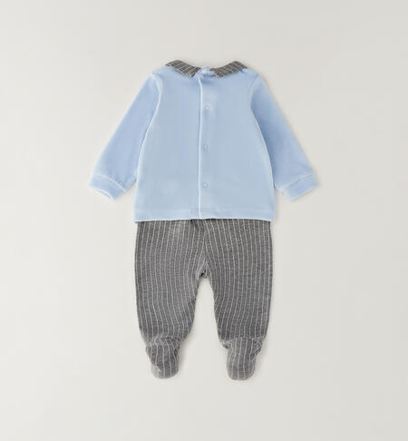 Tutina in ciniglia per neonato AZZURRO-3631