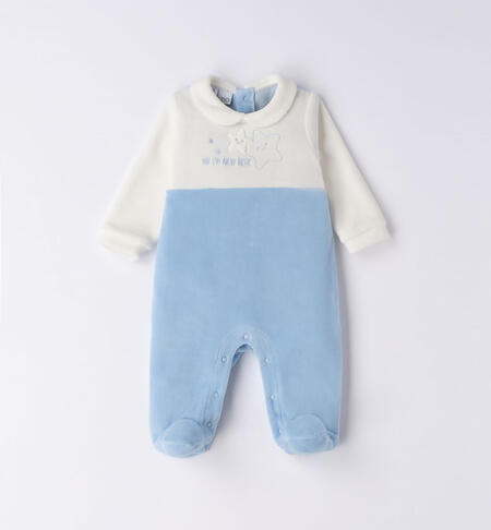 Chenille romper with stars LIGHT BLUE