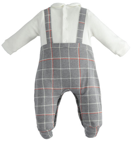 Tutina in ciniglia per neonato elegante - da 0 a 18 mesi iDO GRIGIO-PANNA-6TR9