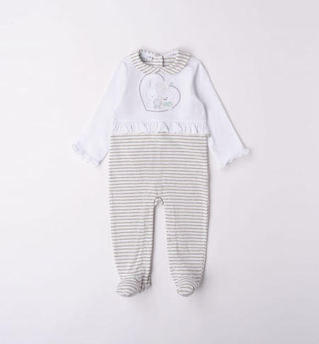 iDO onesie with feet and ruffles for baby boy from 0 to 18 months GRIGIO MELANGE-8992