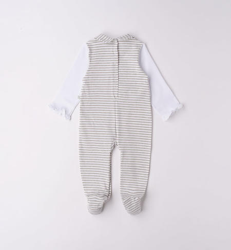 iDO onesie with feet and ruffles for baby boy from 0 to 18 months GRIGIO MELANGE-8992