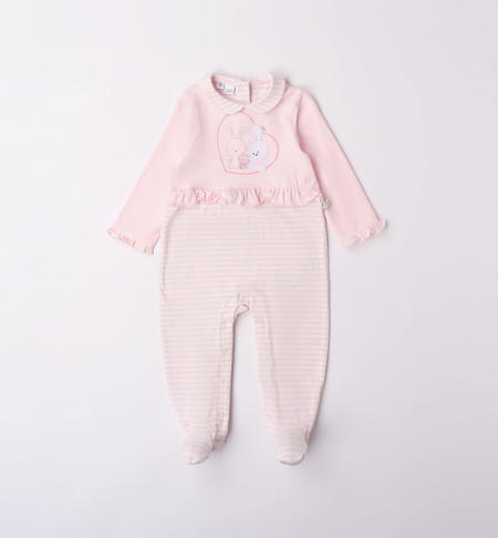 iDO onesie with feet and ruffles for baby boy from 0 to 18 months ROSA-2512