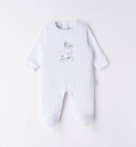 iDO chenille babygrow with bunnies from 0 to 18 months BIANCO-0113