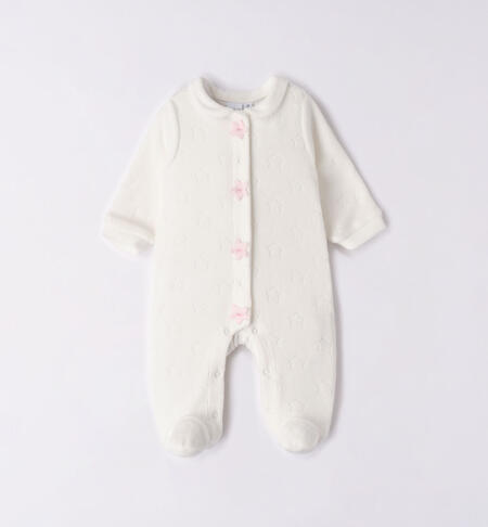 Sleepsuit with stars for baby girl CREAM