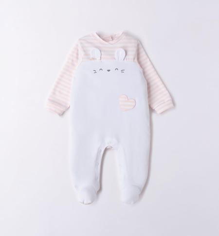 Baby girl bunny onesie WHITE