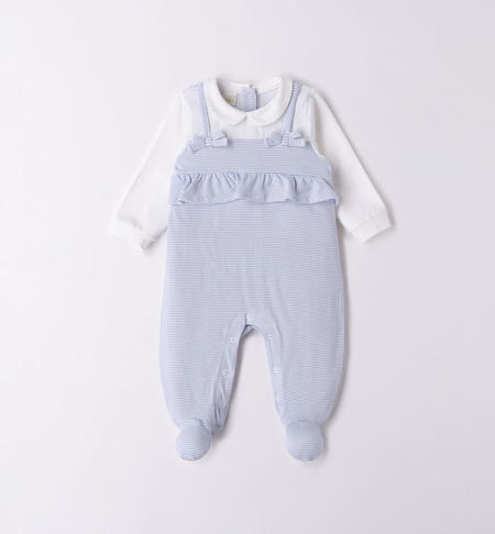 Tutina intera neonata effetto salopette AZZURRO