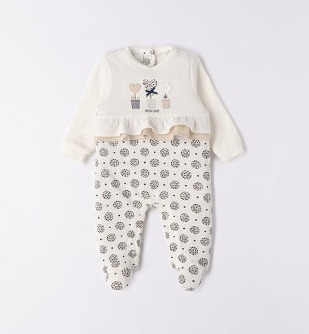 Tutina intera neonata fiori da 0 a 18 mesi iDO PANNA-BLU-6V07