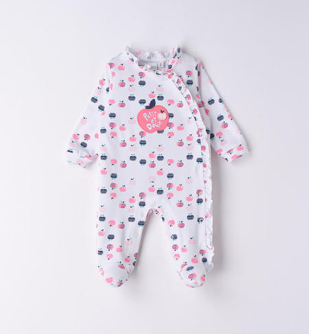 iDO one-piece baby girl various patterns from 0 to 18 months BIANCO-FUCSIA-6V47