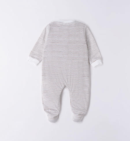 iDO babygrow with feet for baby boy with animal print from 0 to 18 months BIANCO-CACAO-6UX6