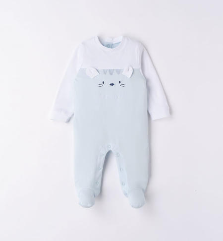 Boy's babygrow with cute ears LIGHT BLUE