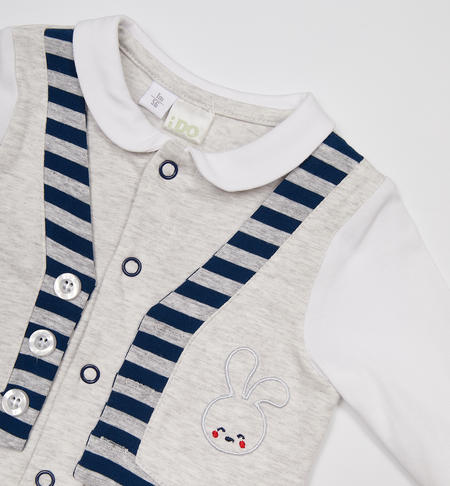 Tutina intera neonato finto gilet GRIGIO