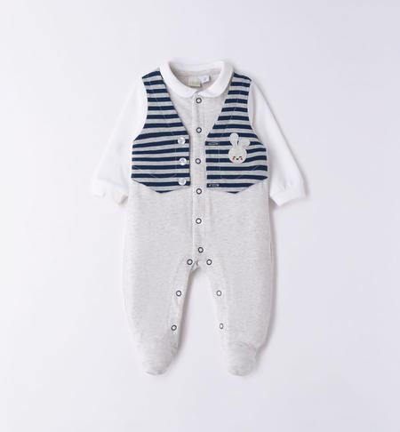 iDO boy's babygrow with mock waistcoat from 0 to 18 months GRIGIO MELANGE-8948