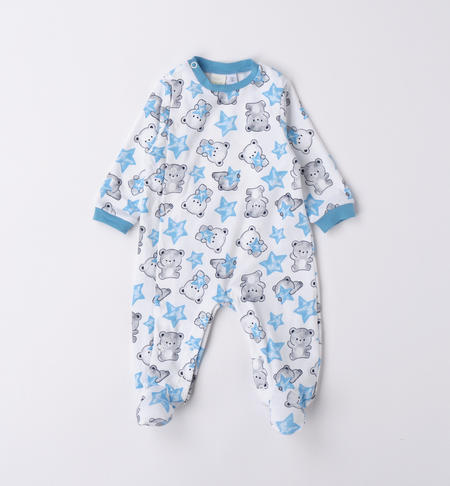 Boy's babygrow with teddy bears and stars LIGHT BLUE
