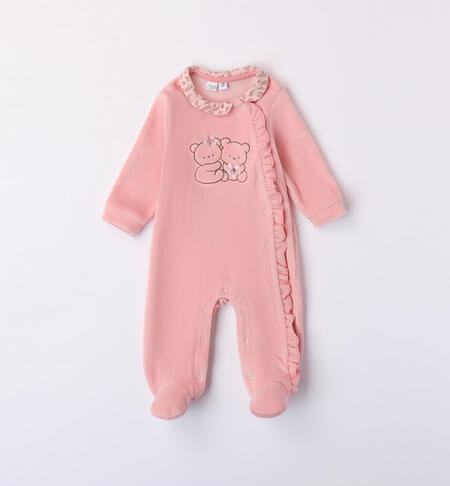 iDO teddy bear sleepsuit for baby girls from newborn to 18 months ROSA-2524