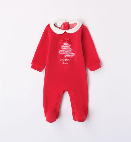 iDO red Christmas sleepsuit for babies from newborn to 18 months ROSSO-2253