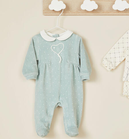 Heart embroidered sleepsuit GREEN