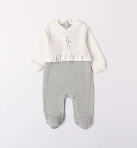 iDO sleepsuit with flounce for baby girl from newborn to 18 months  VERDE-PANNA-6WL7