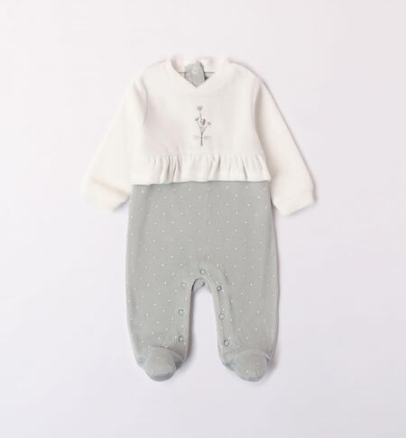 Baby girl sleepsuit with flounce GREEN