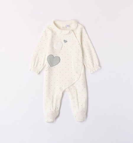 iDO heart design sleepsuit for baby girl from newborn to 18 months PANNA-VERDE-6WL8