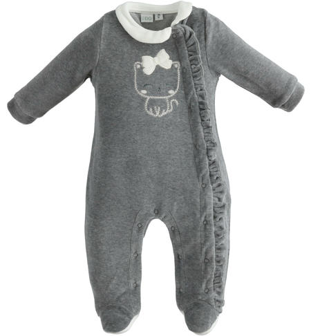 Baby girl onesie with feet from 0 to 18 months iDO GRIGIO MELANGE-8967