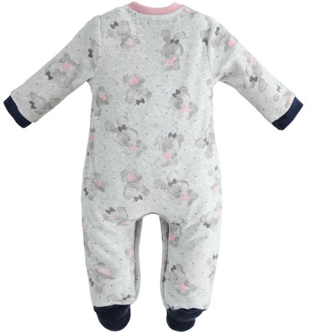 Baby girl onesie with feet from 0 to 18 months iDO GRIGIO-BLUE-6TU4