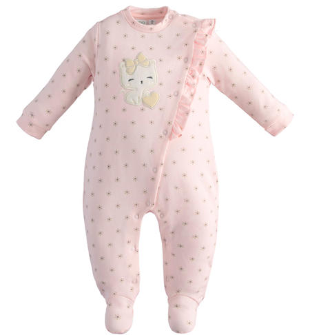 Baby girl onesie with feet from 0 to 18 months iDO ROSA-BEIGE-6UV1