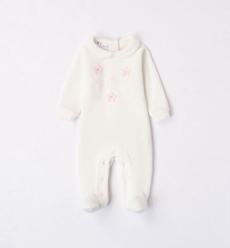 Sleepsuit with stars for baby girl CREAM